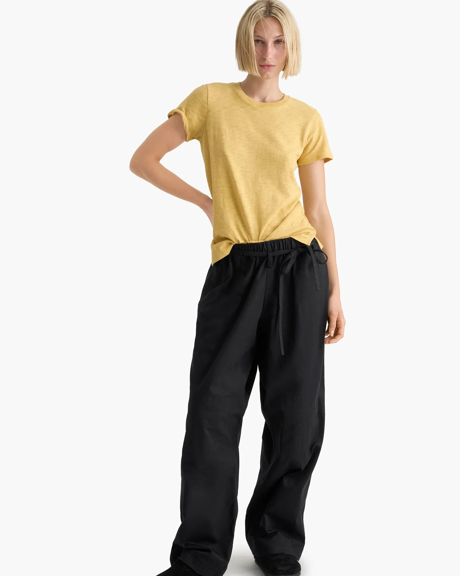 safe for skin Casual Essentials Slub Jersey Schoolboy Short Sleeve Crew Neck Tee - Sunflower