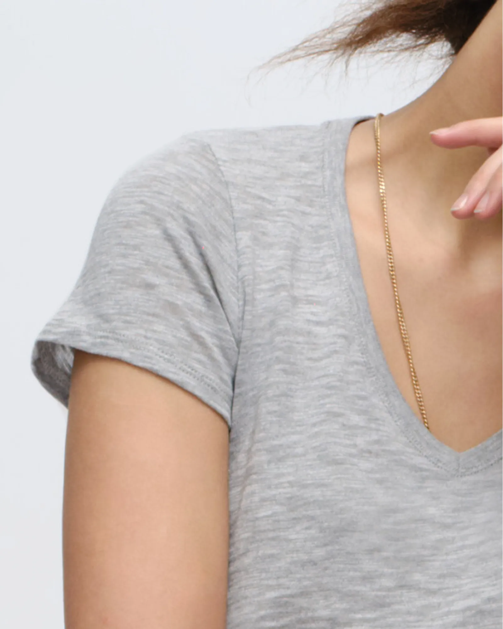 Slub Jersey Schoolboy V-Neck Tee - Heather Grey Comfy Casual Wear