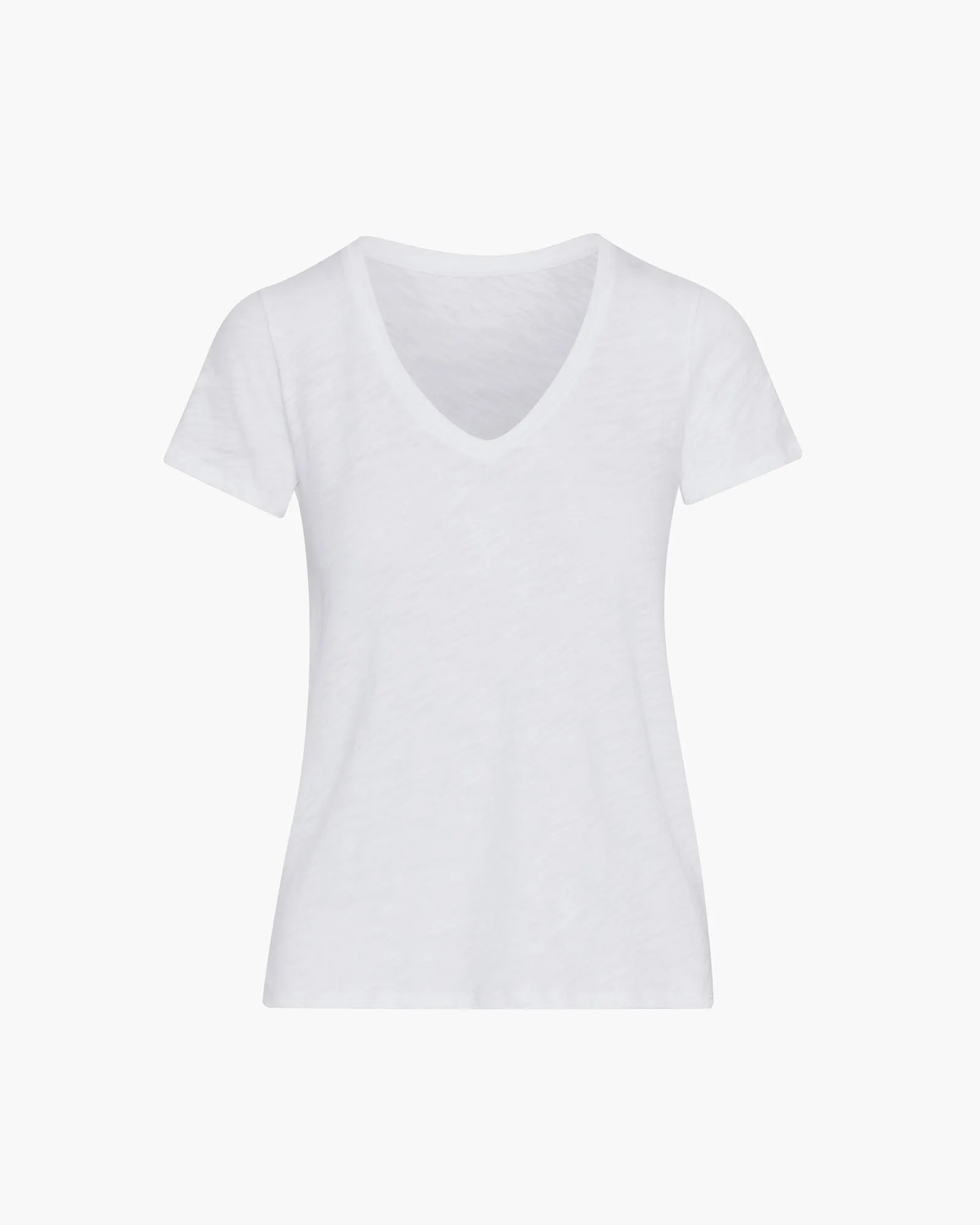 Timeless Comfort Slub Jersey Schoolboy V-Neck Tee - White