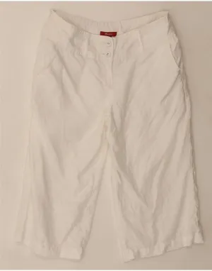 MONSOON Womens Bermuda Shorts UK 12 Medium W30 White Linen Lace Accent