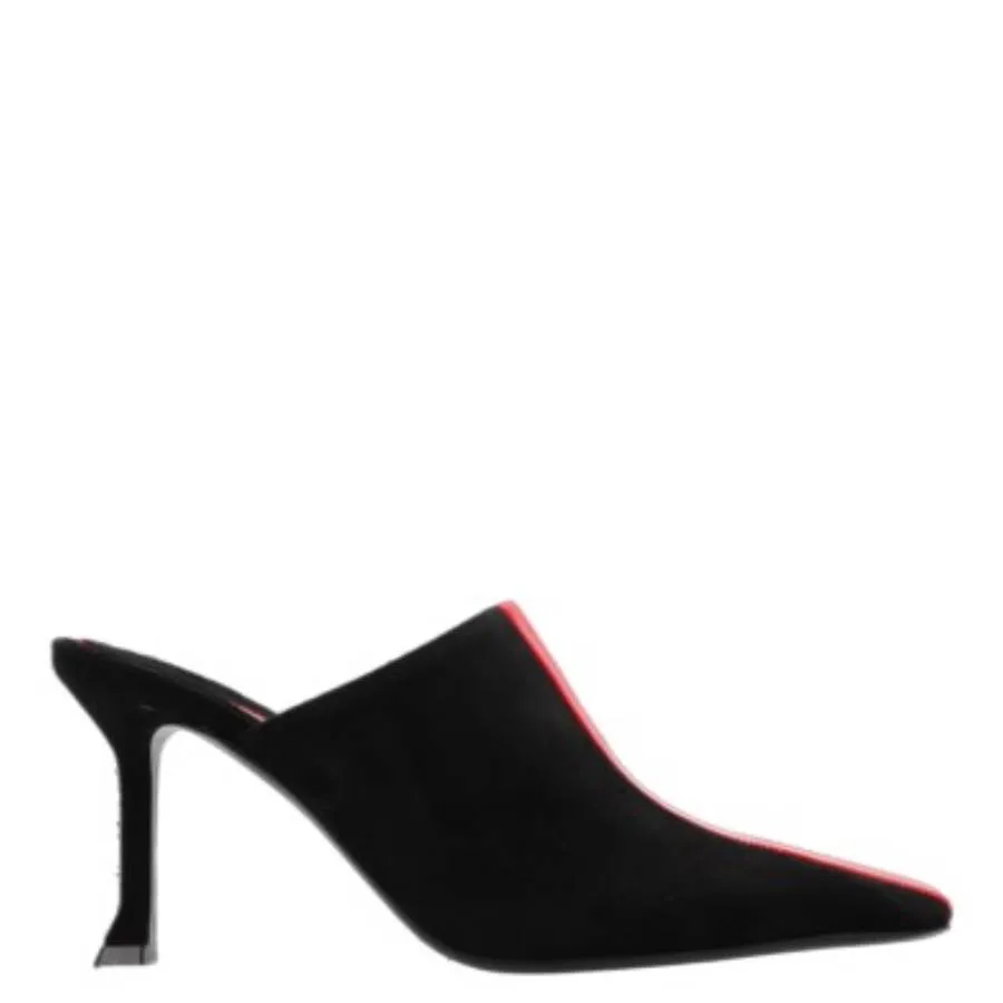 Ferragamo Ladies Black Graphic Insert Sophye Mules Flexible Soles Fashionable Shoes