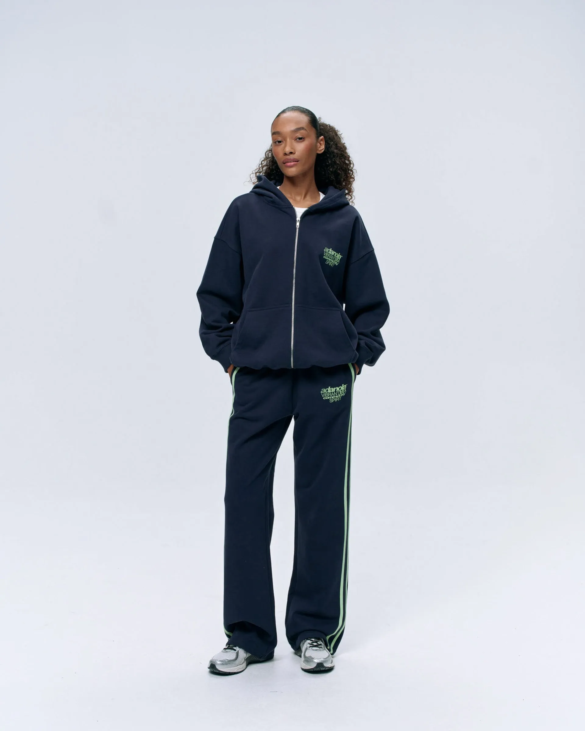 appropriate for weekdays Weekend Relaxed Community Spirit Oversized Full Zip Hoodie - Navy Blue/Mint Green