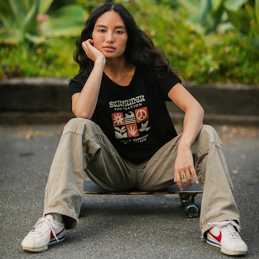 Womens Think Globally Tee (black) Basic Wear