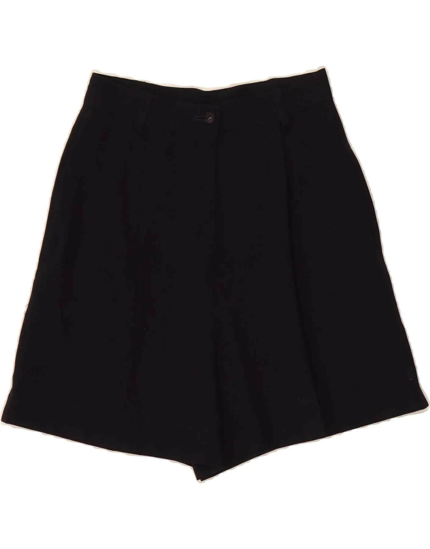 VINTAGE Womens High Waist Pegged Chino Shorts IT 44 Medium W27  Navy Blue Anti Pill Technology Wrinkle Resistant Finish