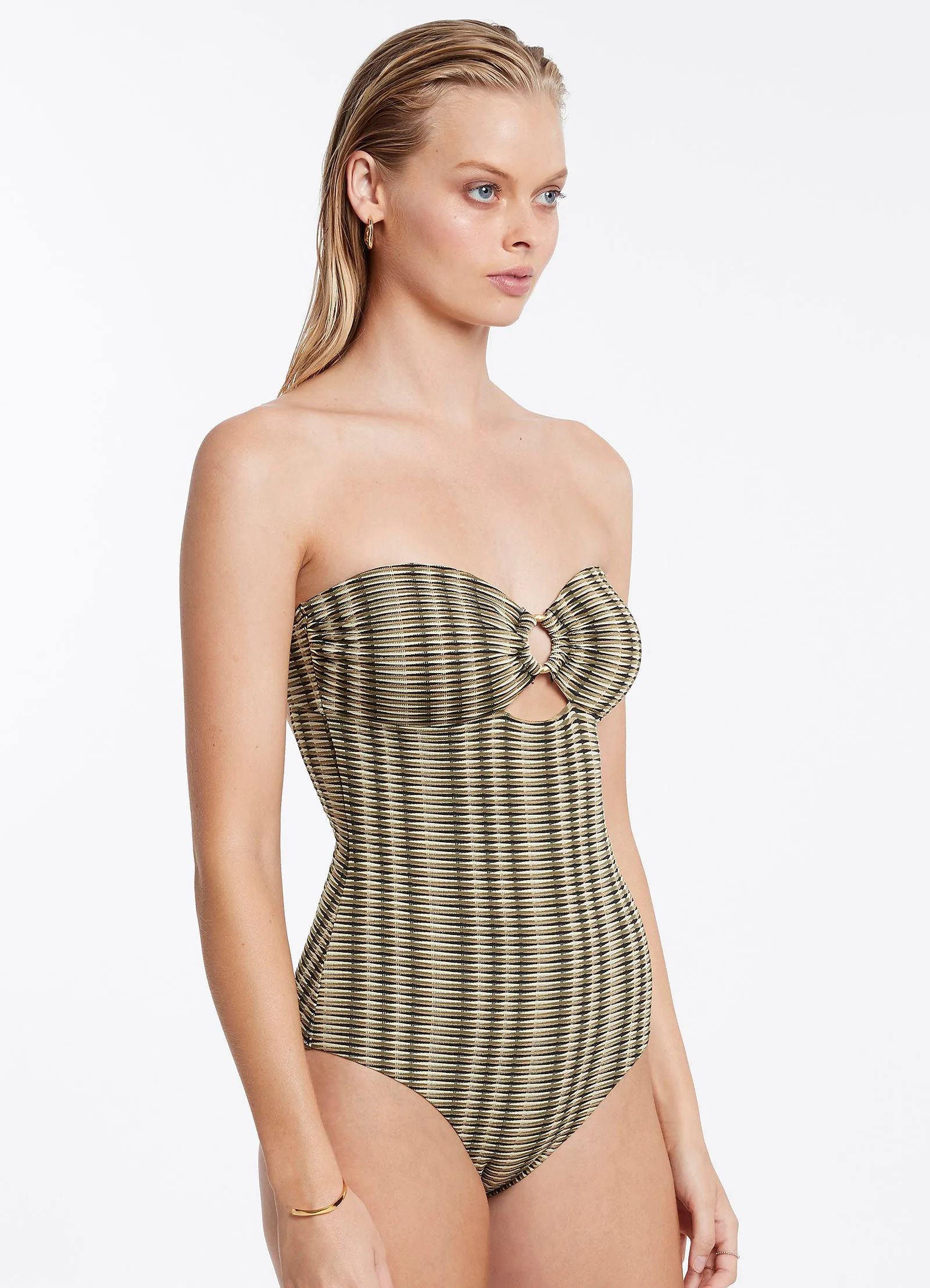Smooth-Edges Ravello Bandeau One Piece - Olive