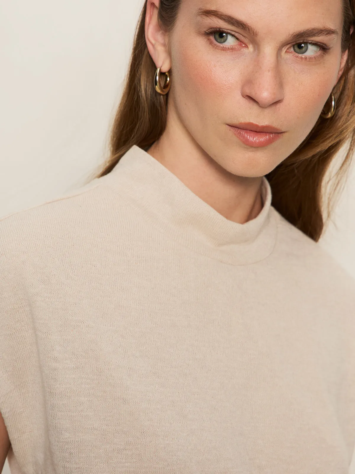 Draped Sleeveless Mock Neck Top Mother Of Pearl Easy Layer