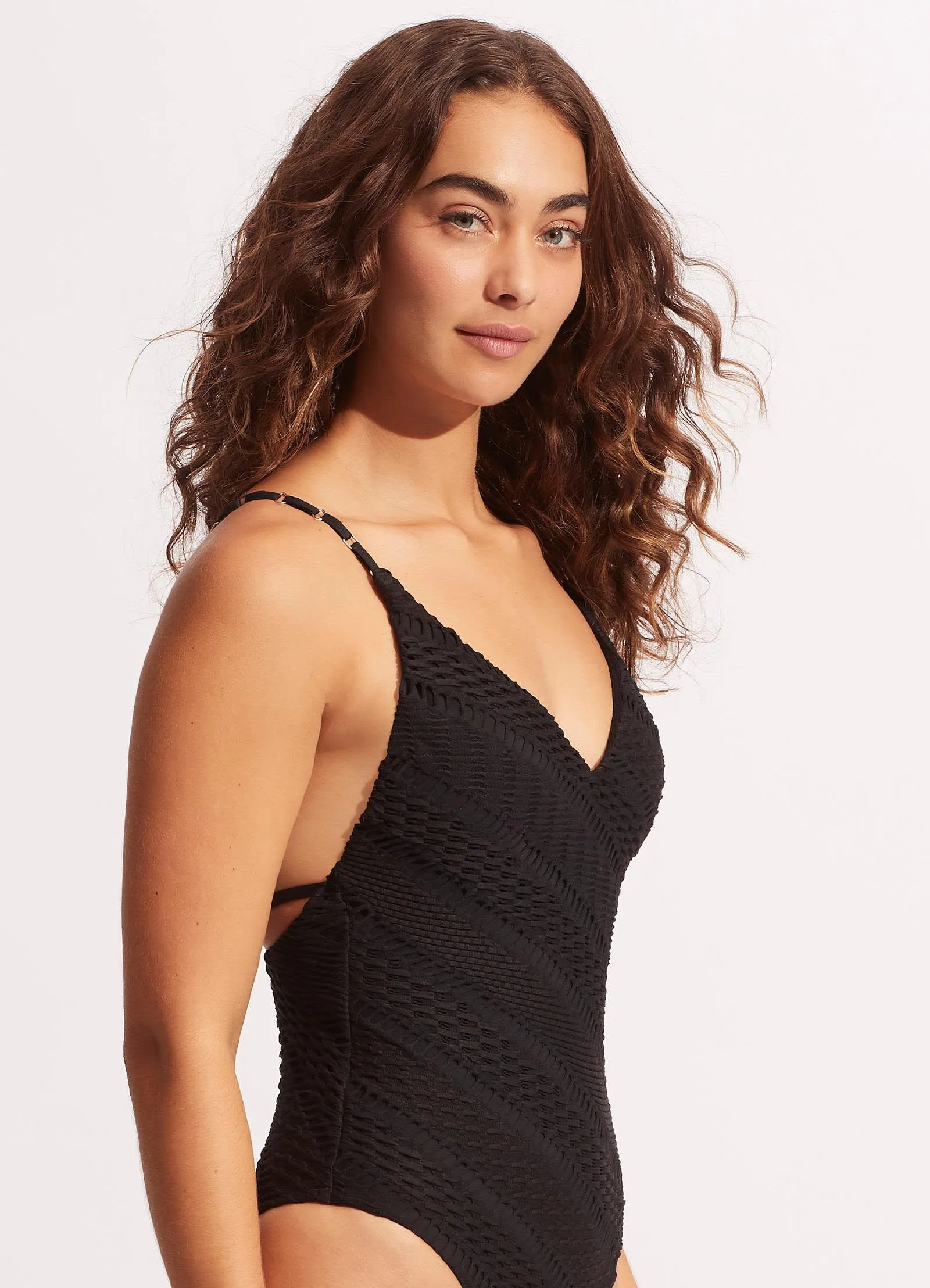Marrakesh V Neck One Piece - Black Layering-Option
