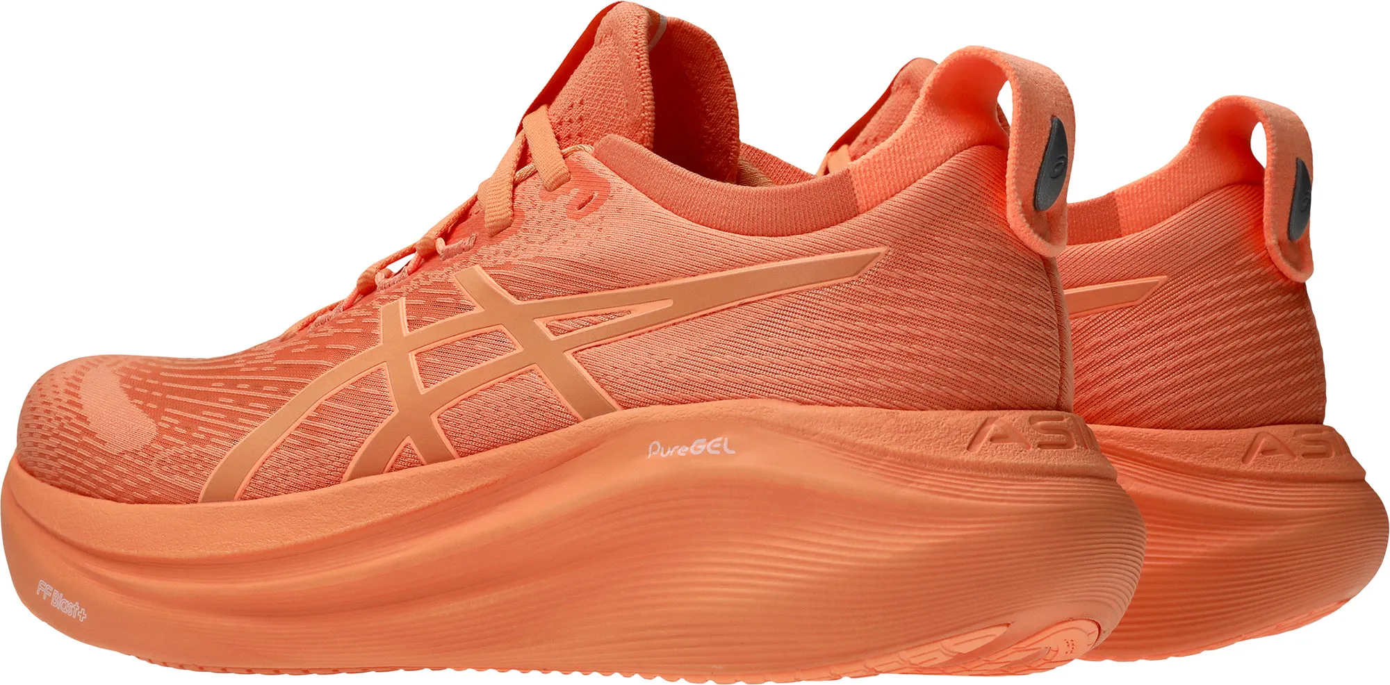 running in a baseball field area shoes Asics Gel Nimbus 27 Lite-Show Womens Running Shoes - Orange