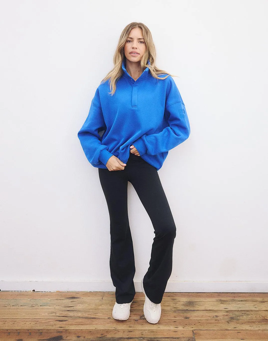 Core Chic No pockets Snap Collar Sierra Sweatshirt in Azure Blue