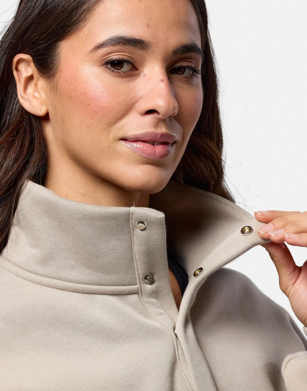 product team unity Warm Hues Snap Collar Sierra Sweatshirt in Rich Taupe