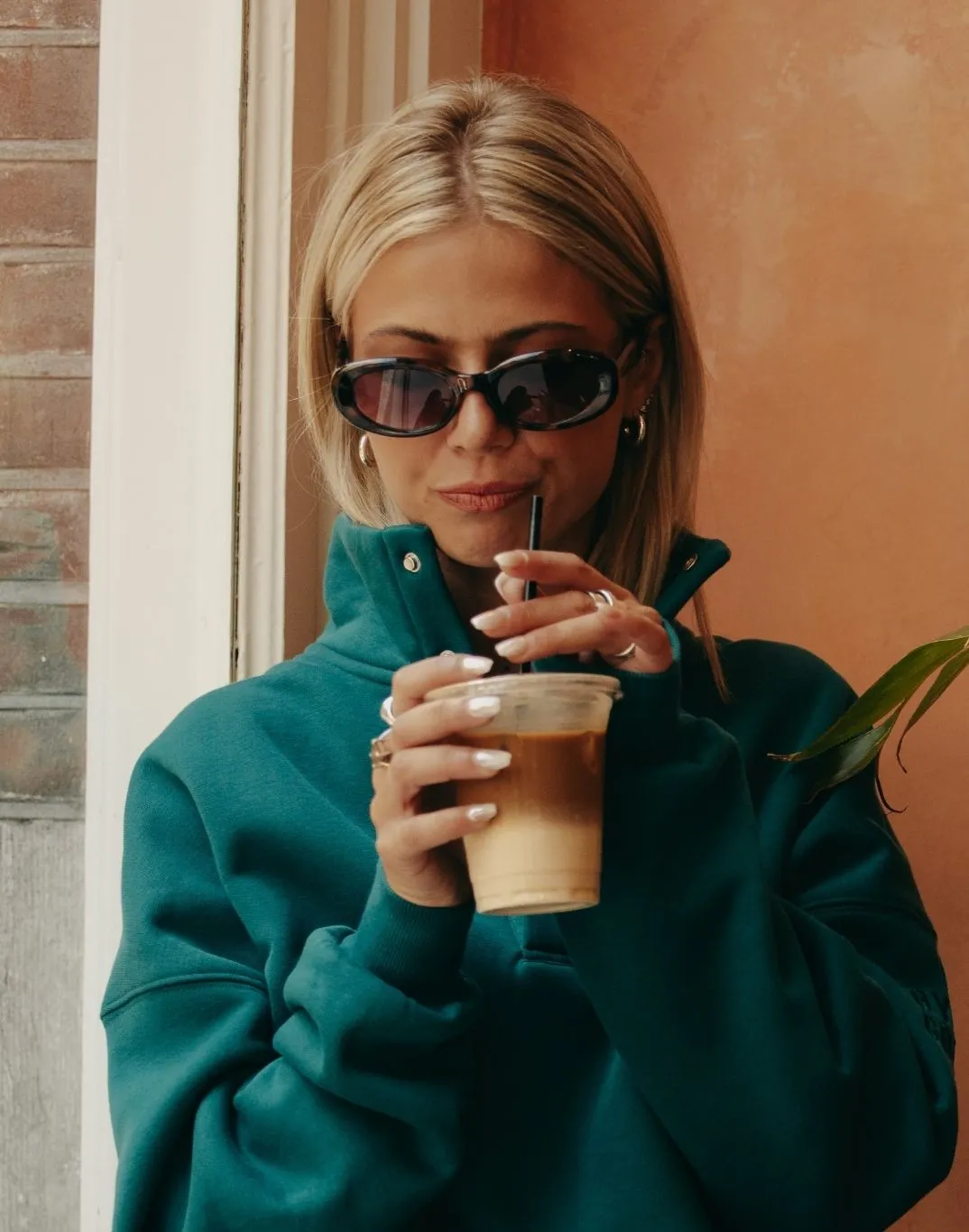 Snap Collar Sierra Sweatshirt in Teal product delivery