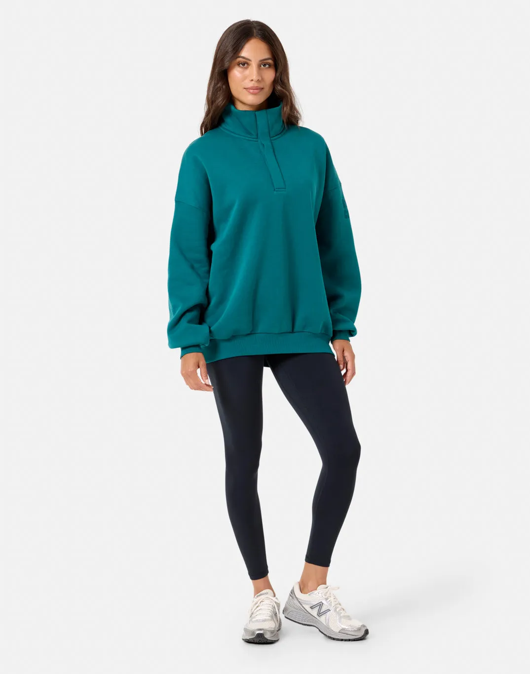 Chill Vibe Vintage Style Snap Collar Sierra Sweatshirt in Teal