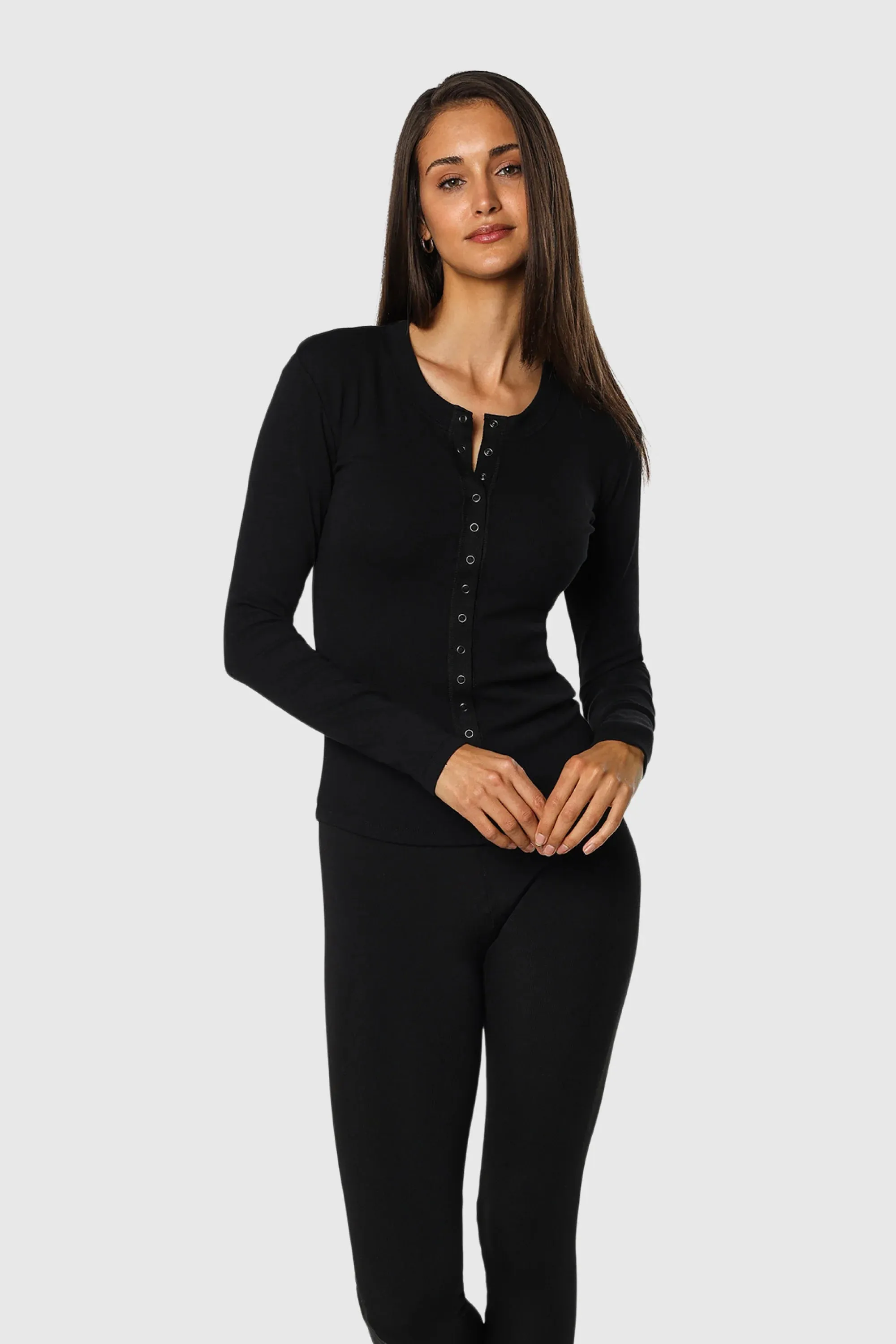 Soft and Light Active Wear Fit Snap Long Sleeve