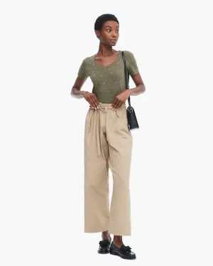 Slub Jersey Splatter Paint Classic Short Sleeve V-Neck Tee - Army-Faded Dune Relaxed Everyday Wear Urban Smart