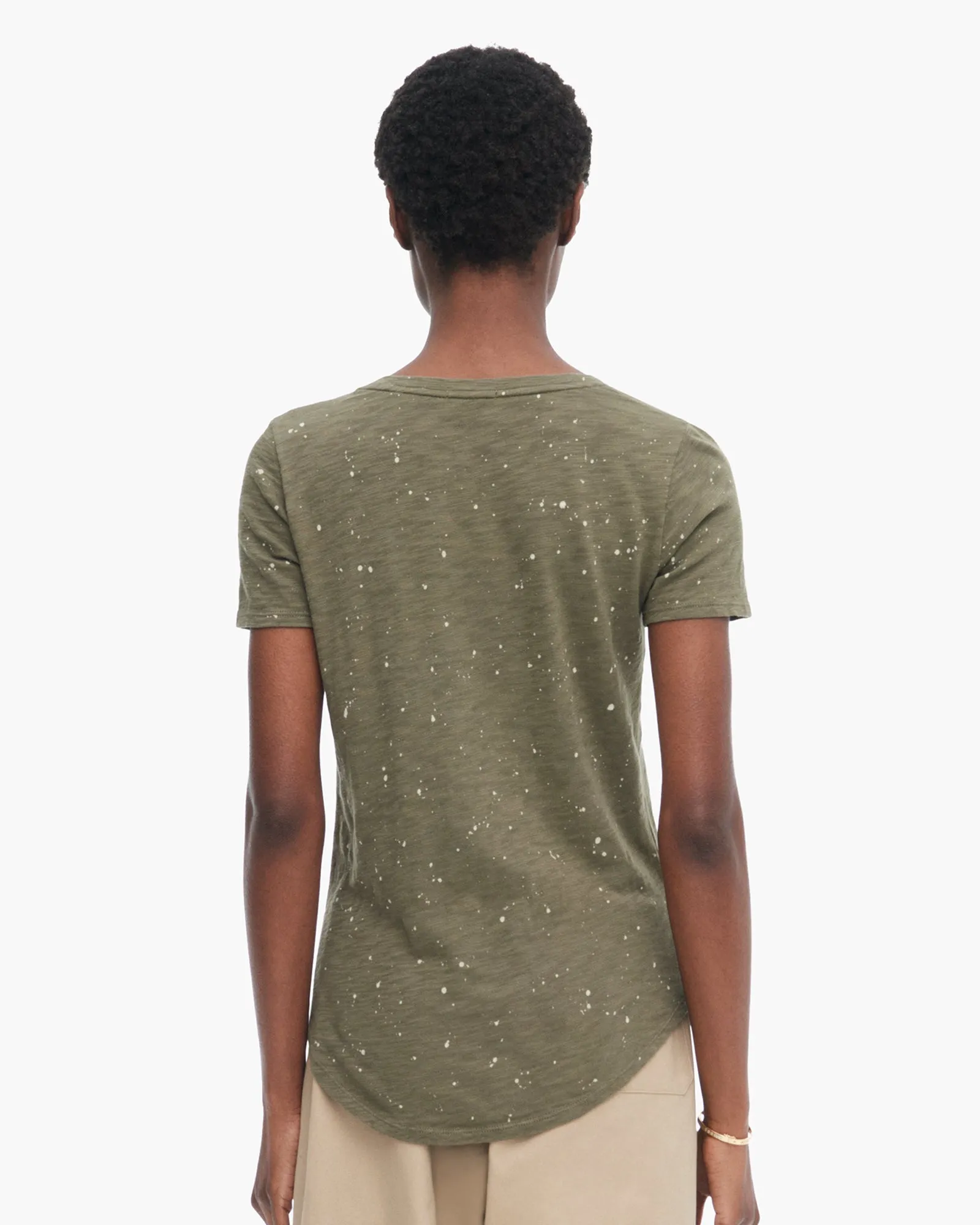 Comfort Flex Slub Jersey Splatter Paint Classic Short Sleeve V-Neck Tee - Army-Faded Dune