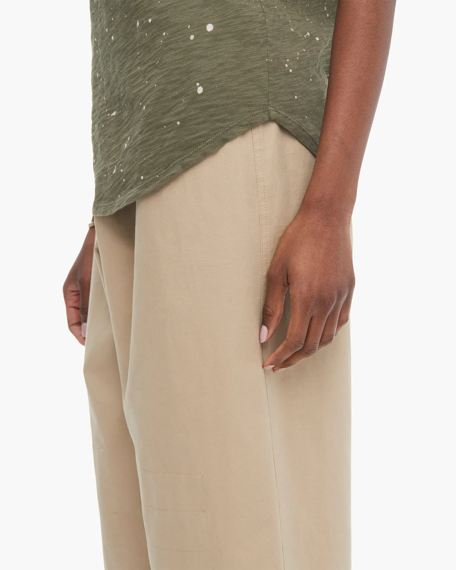 Slub Jersey Splatter Paint Classic Short Sleeve V-Neck Tee - Army-Faded Dune Fresh Trend Comfy Wardrobe