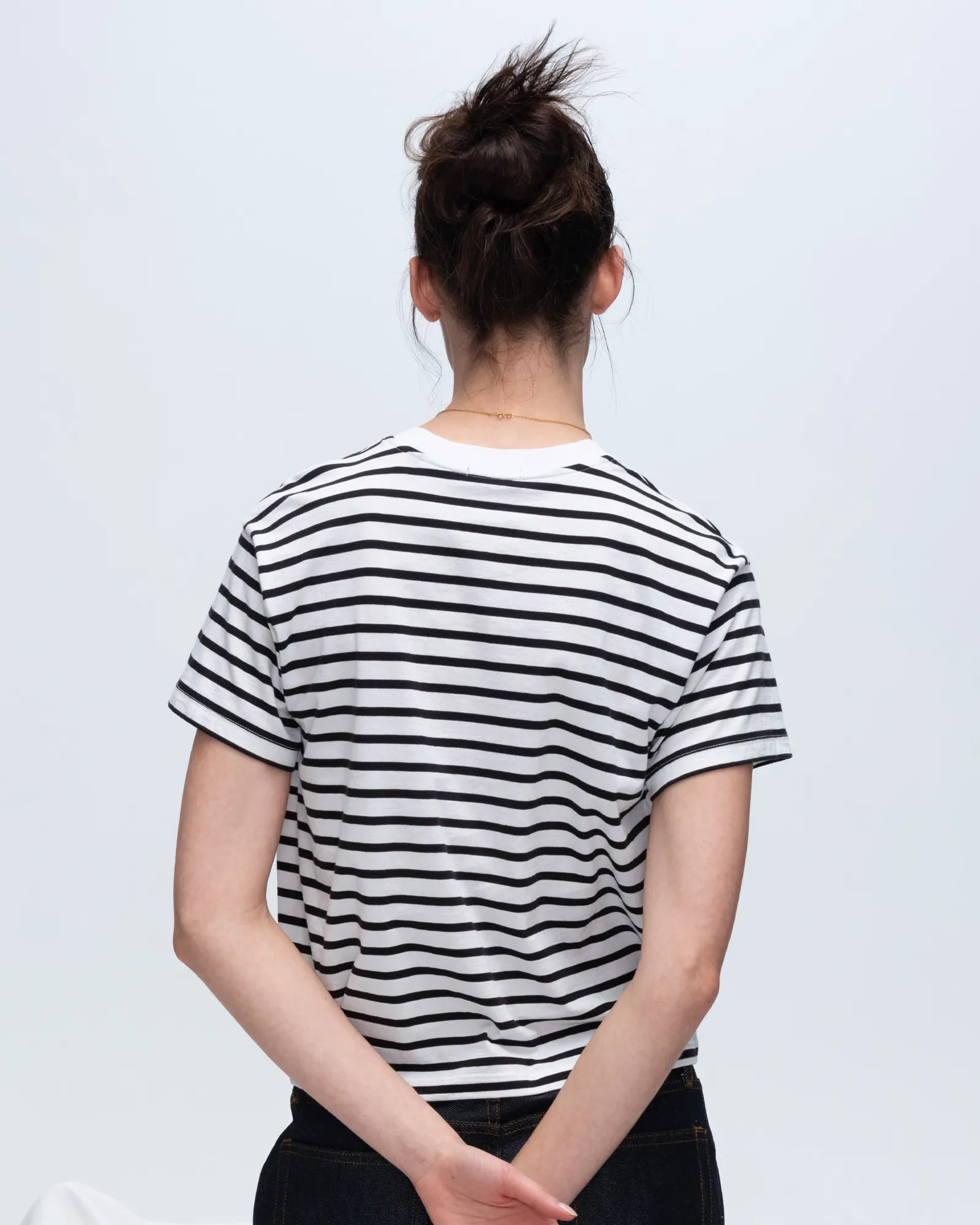 Classic Jersey Short Sleeve Boy Tee - Black/ White Stripe Midweight Knit