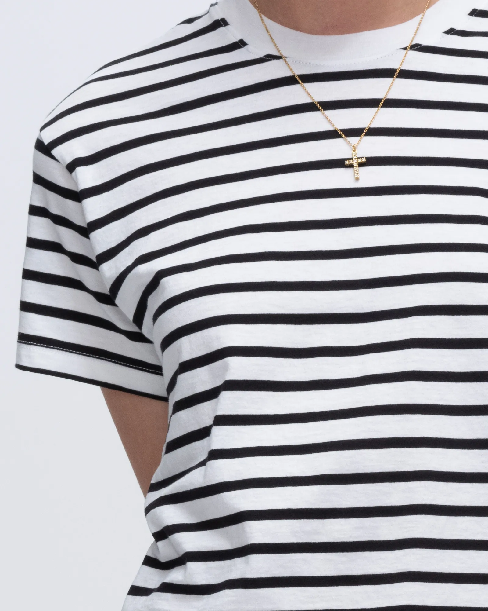 Classic Jersey Short Sleeve Boy Tee - Black/ White Stripe Anti Static Finish