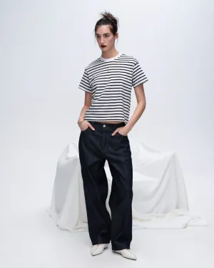 Trendy Vibes Classic Jersey Short Sleeve Boy Tee - Black/ White Stripe