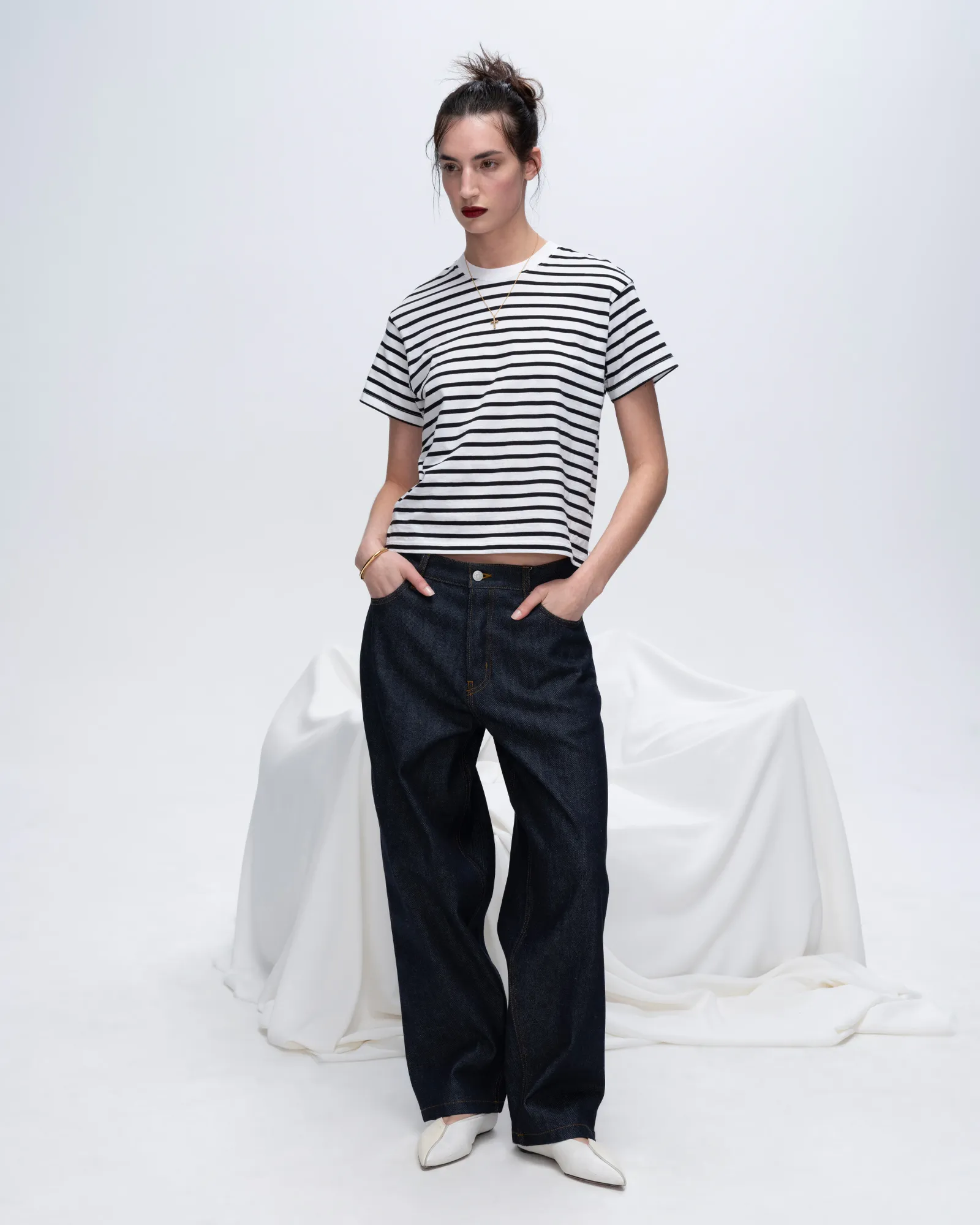 Trendy Vibes Classic Jersey Short Sleeve Boy Tee - Black/ White Stripe