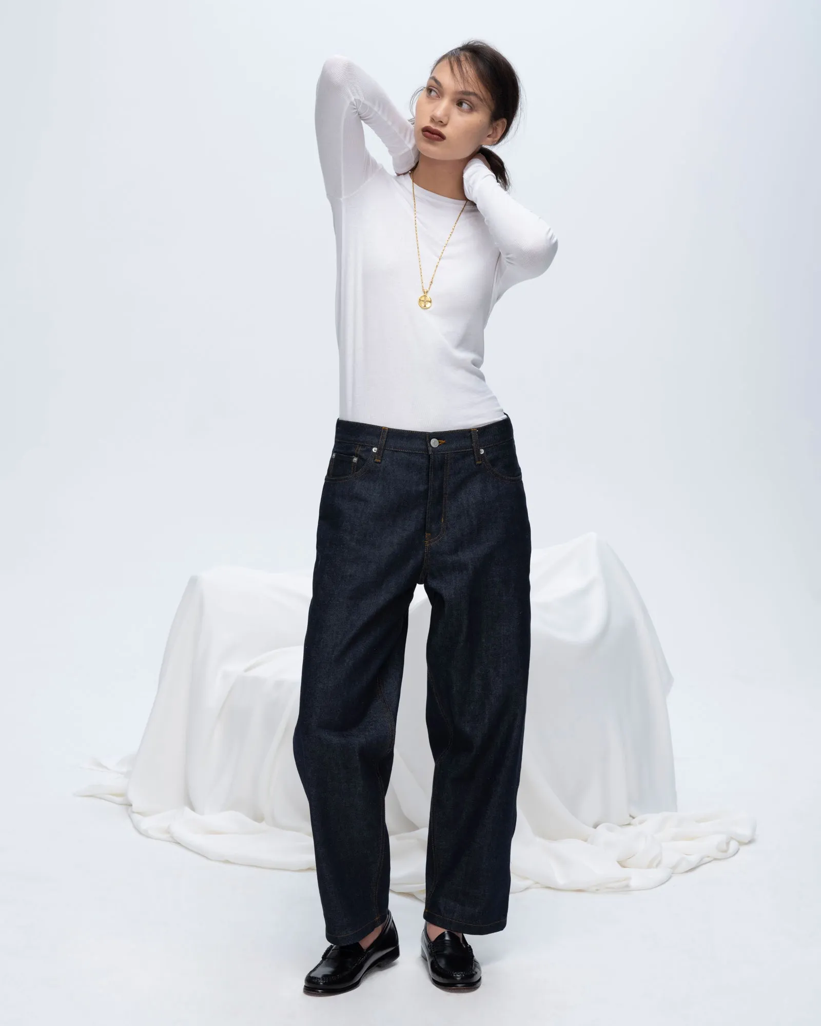 Modal Rib Long Sleeve Crew - White Casual Vibe Wear Non Restrictive Silhouette