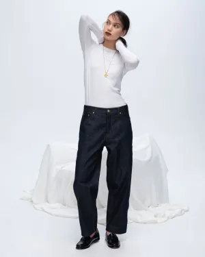 Modal Rib Long Sleeve Crew - White Casual Vibe Wear Non Restrictive Silhouette