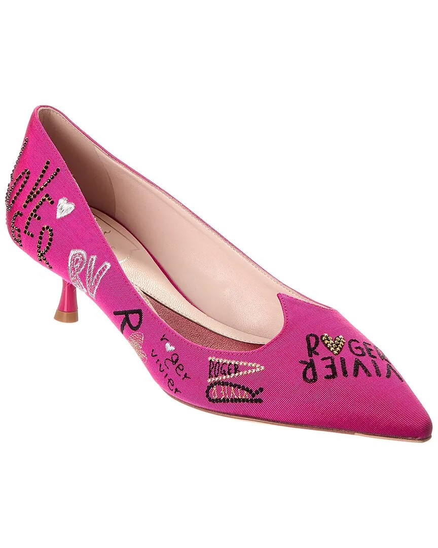 Roger Vivier I Love Grosgrain Pump Embroidered Wide toe box