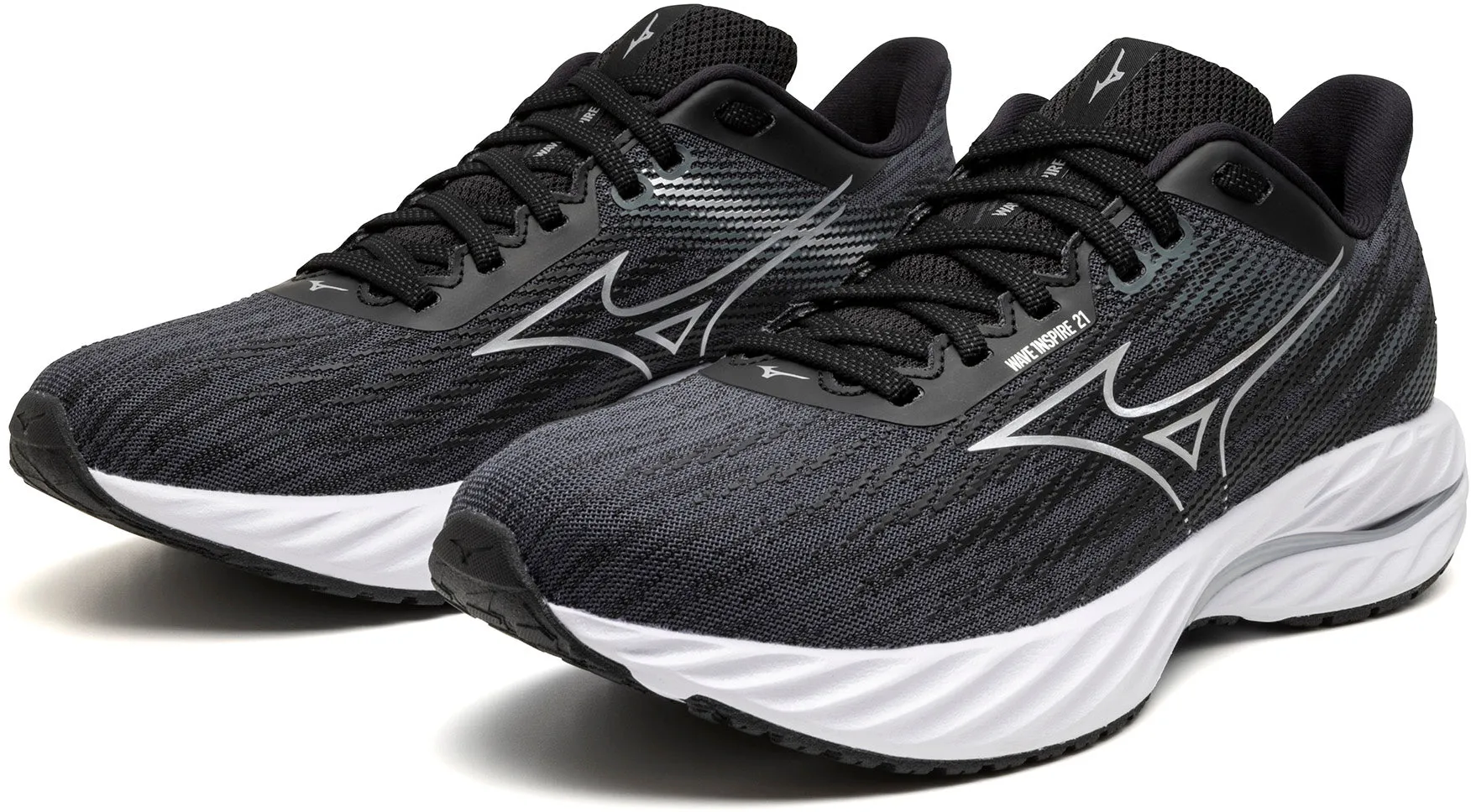 recycled shoes Mizuno Wave Inspire 21 WIDE FIT (D) Womens Running Shoes - Black