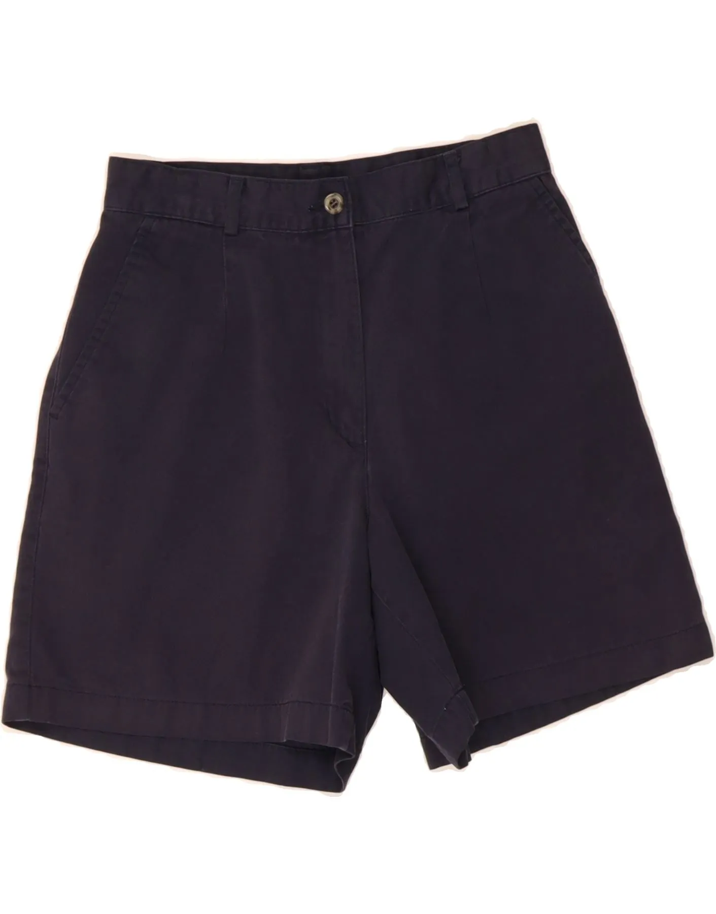 Affordable Fashion Sustainable Weave L.L.BEAN Womens High Waist Chino Shorts US 6 Medium W26 Navy Blue Cotton
