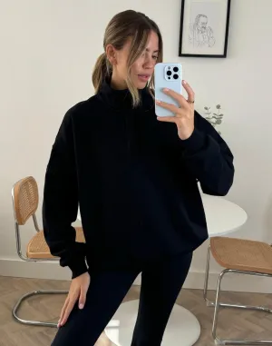 Snap Collar Sierra Sweatshirt in Black casual party