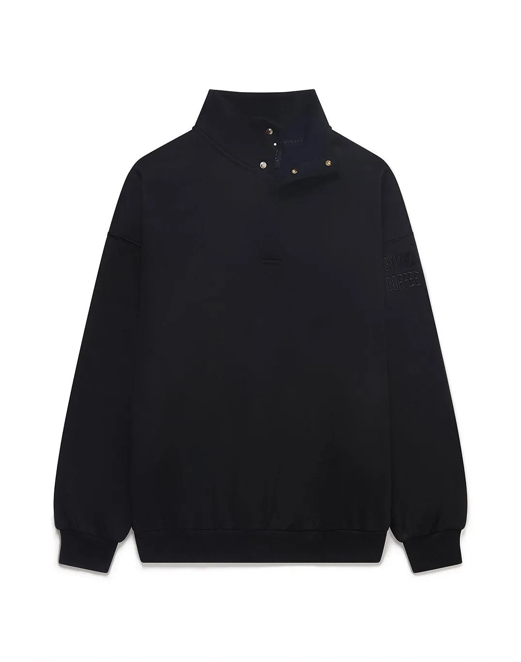Minimalist Style Snap Collar Sierra Sweatshirt in Black