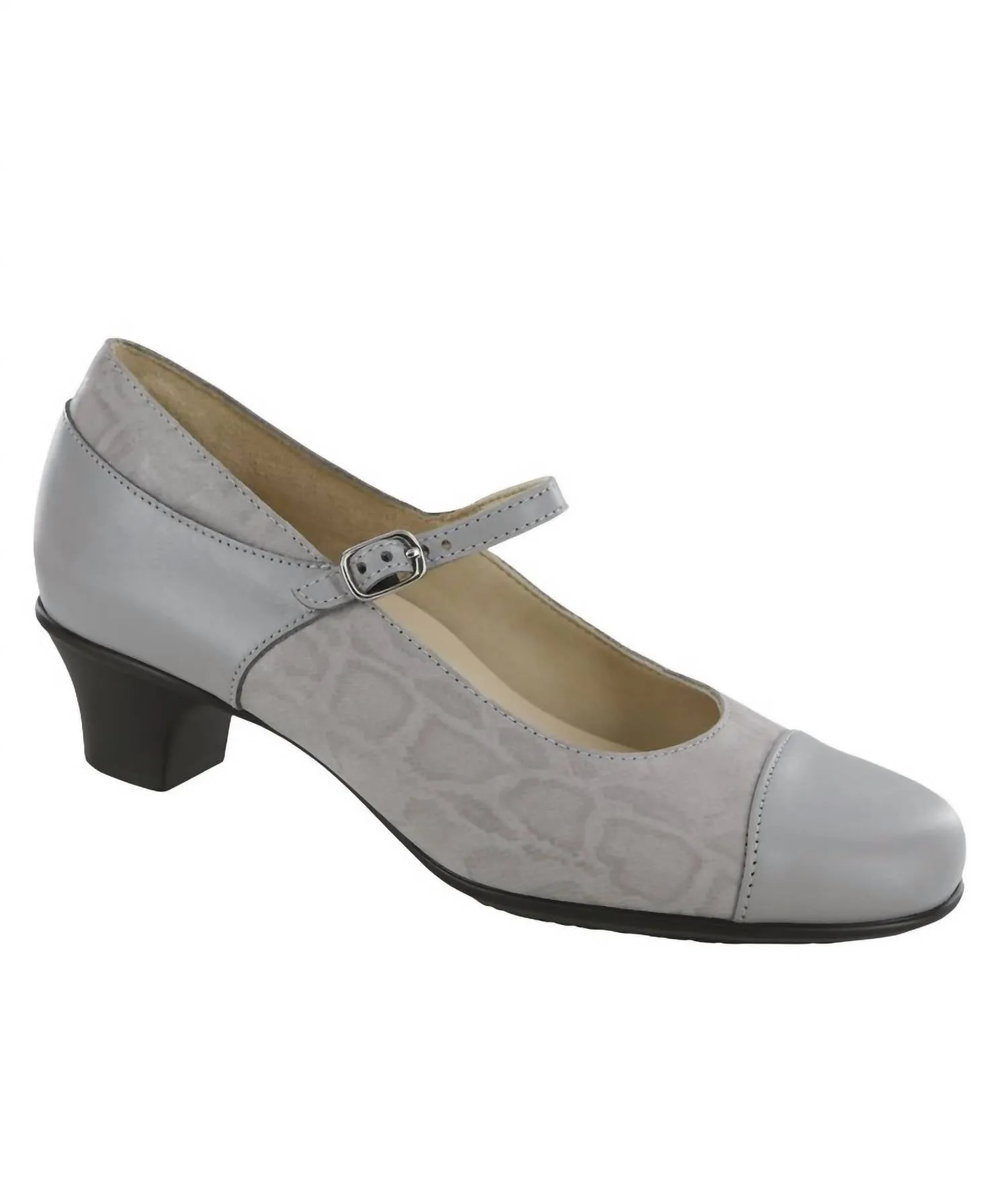Isabel Mary Jane Heel - Double Wide In Grigio/snake Comfortable Shoes Vintage Pumps