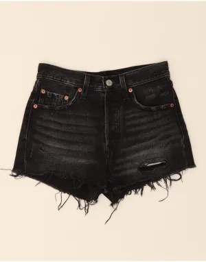 LEVI'S Womens 501 Distressed Denim Shorts W24 XS Black Cotton Corporate Retreat Corporate Wear