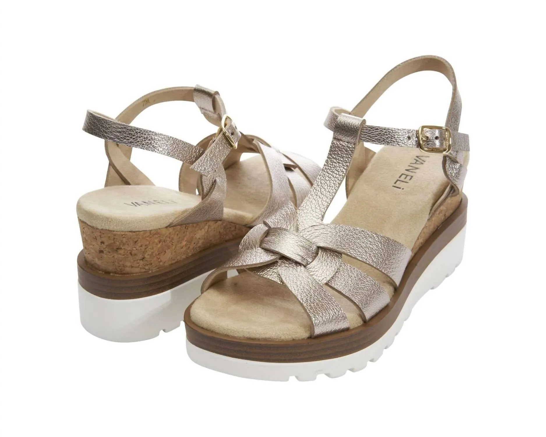 Suede Women's Carly Platform Sandal In Shell Grained Metallic