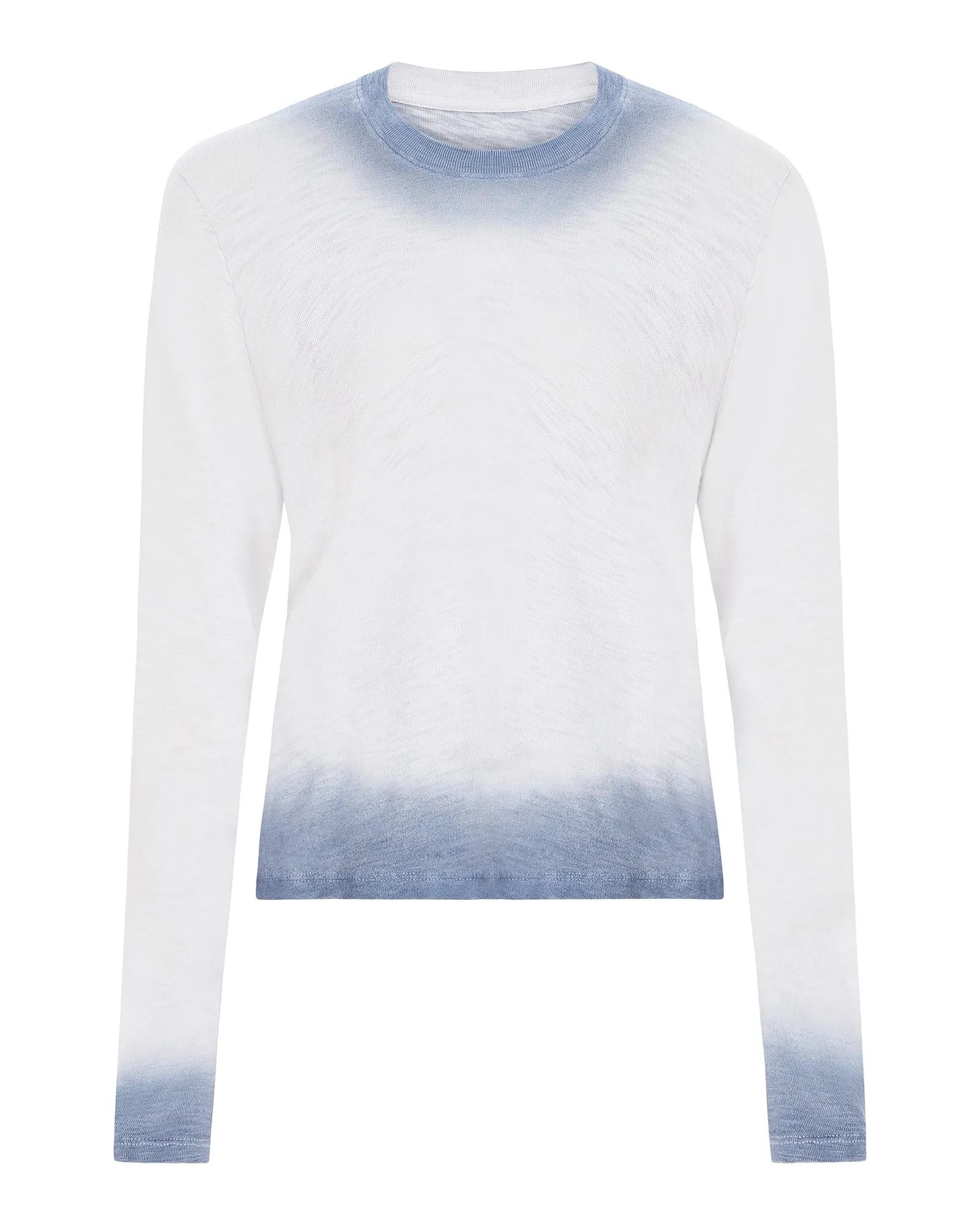 Summer Casual Spray Treatment Slub Jersey Long Sleeve Crewneck - Silver-Wash Navy