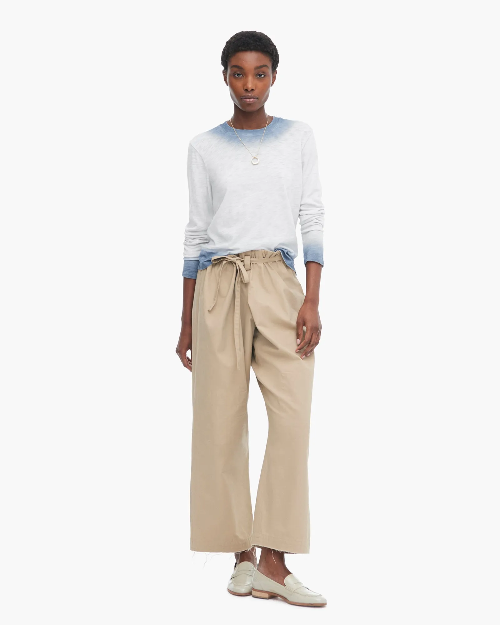 Sport Flex Spray Treatment Slub Jersey Long Sleeve Crewneck - Silver-Wash Navy