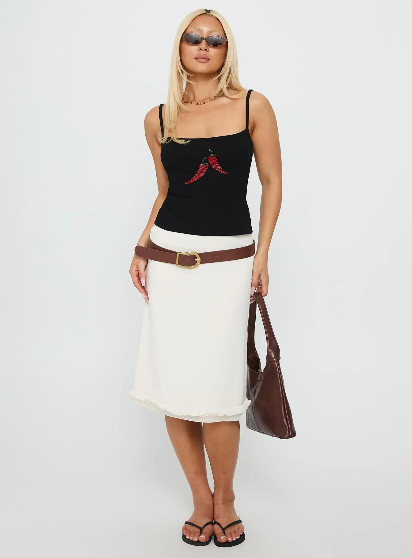 weapon upgrade Ergonomic Paneling Sweetscape Bead Detail Cami Top Chilli / Black