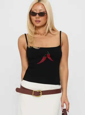 Sweetscape Bead Detail Cami Top Chilli / Black Adjustable disaster relief