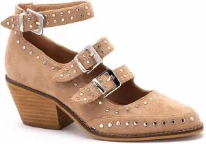 Luxury Wedding Pumps Women's Cackle Double Buckle Mid Heel Shoe In Sand