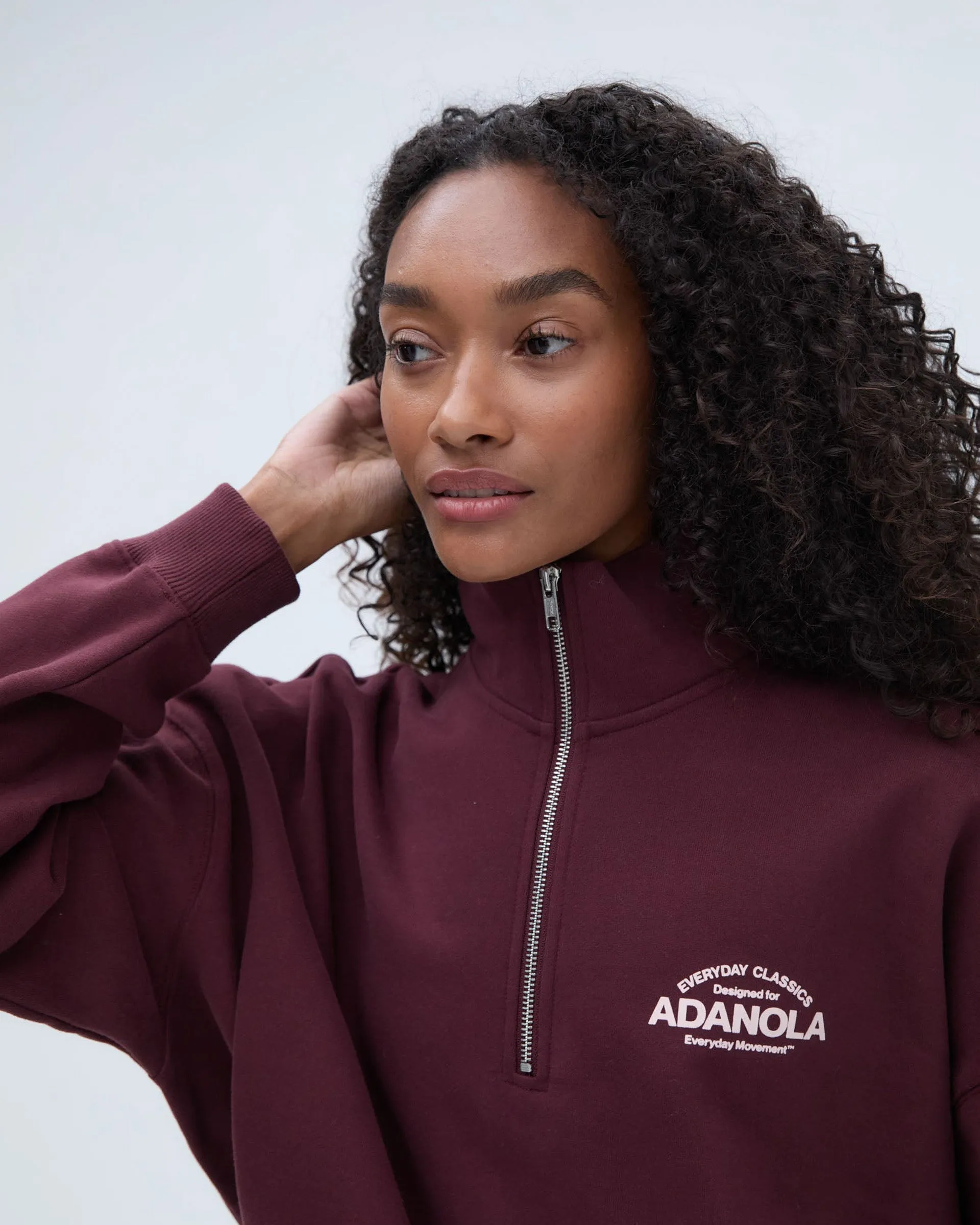 Classics Oversized Funnel Neck Zip Sweatshirt - Burgundy City Casual Indoor Wear