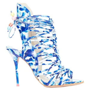 Cushioned heel Sophia Webster blue printed cage heels