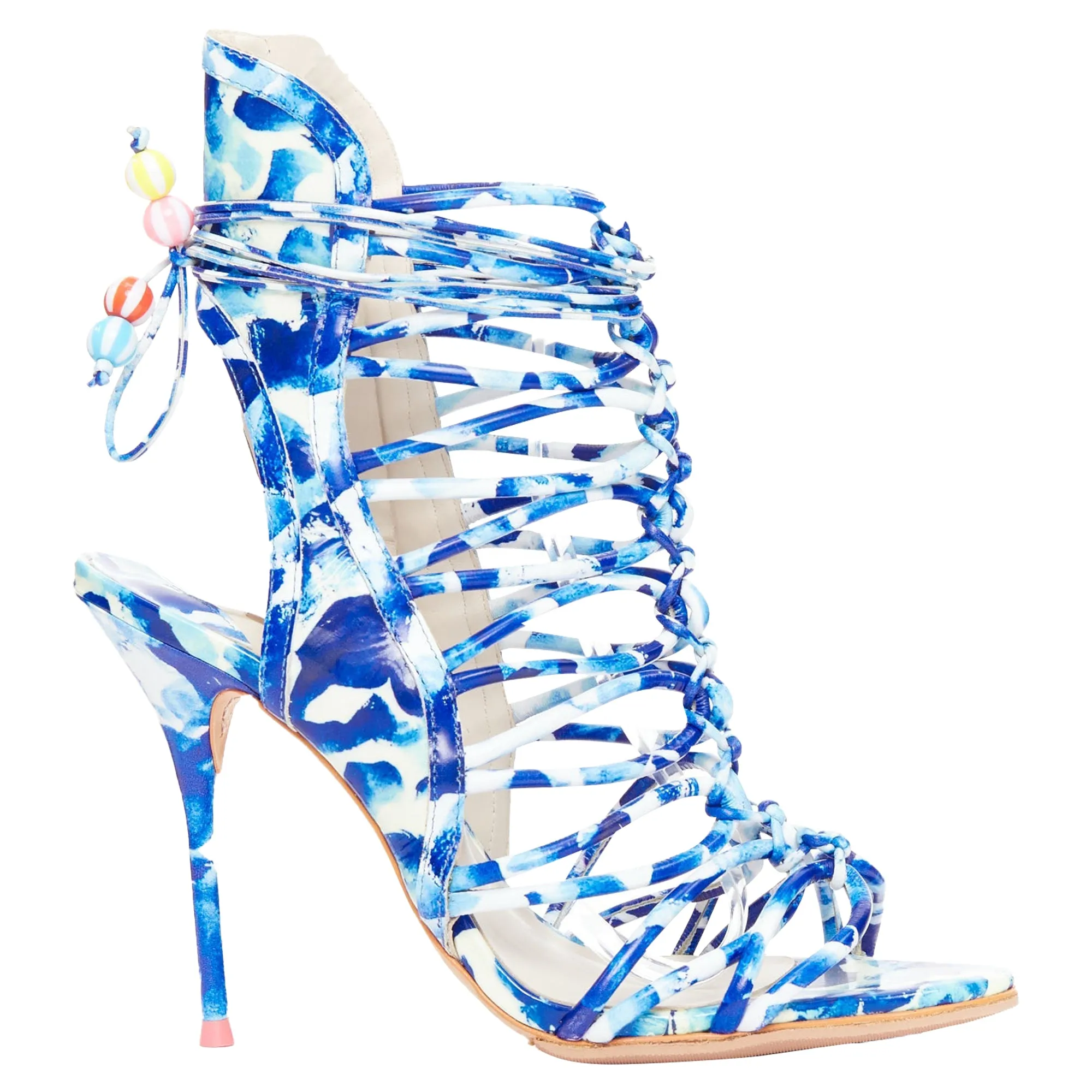 Cushioned heel Sophia Webster blue printed cage heels