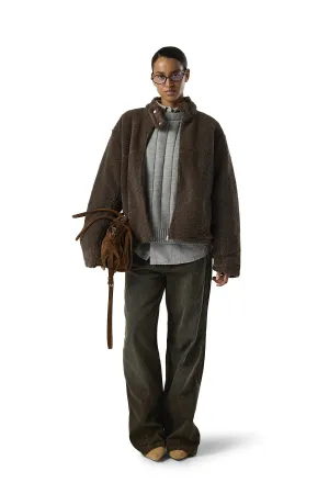 Touchscreen Compatible Cuffs Quick Wear Fit STRAY Textured Biker Jacket in Brown