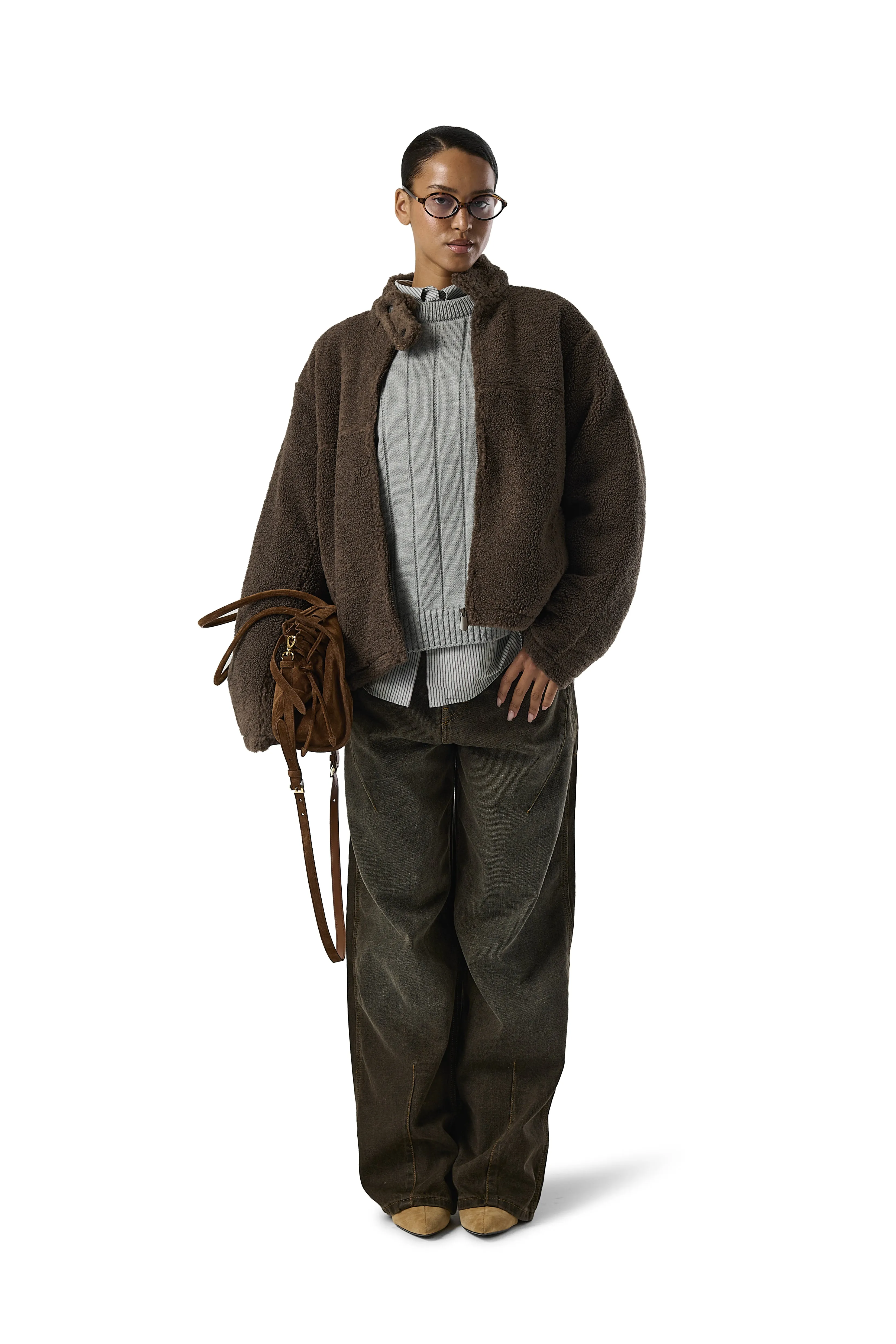 STRAY Textured Biker Jacket in Brown Everyday apparel UV Block