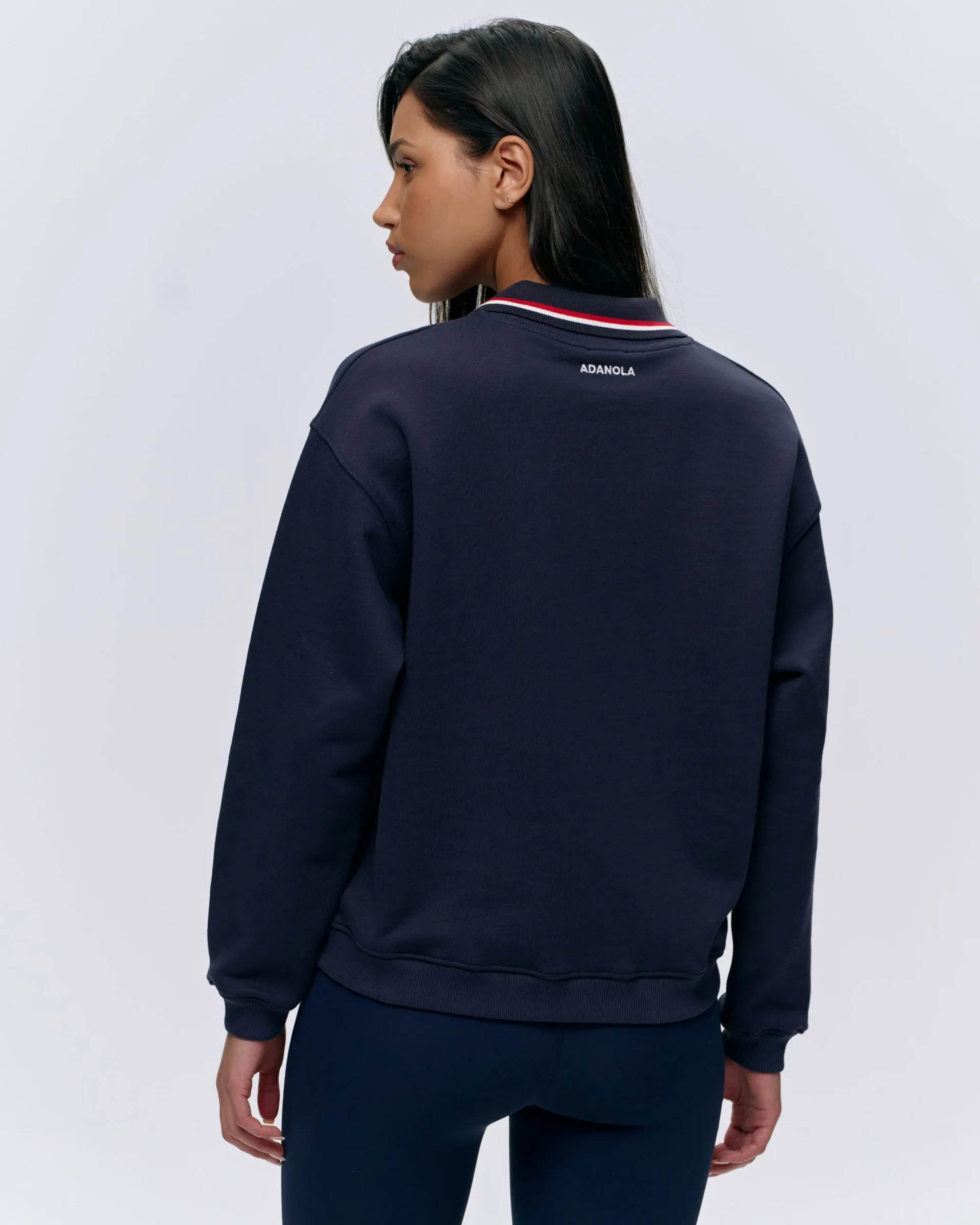 Collared Sweatshirt - Navy Blue/Marshmallow White product low end affordability