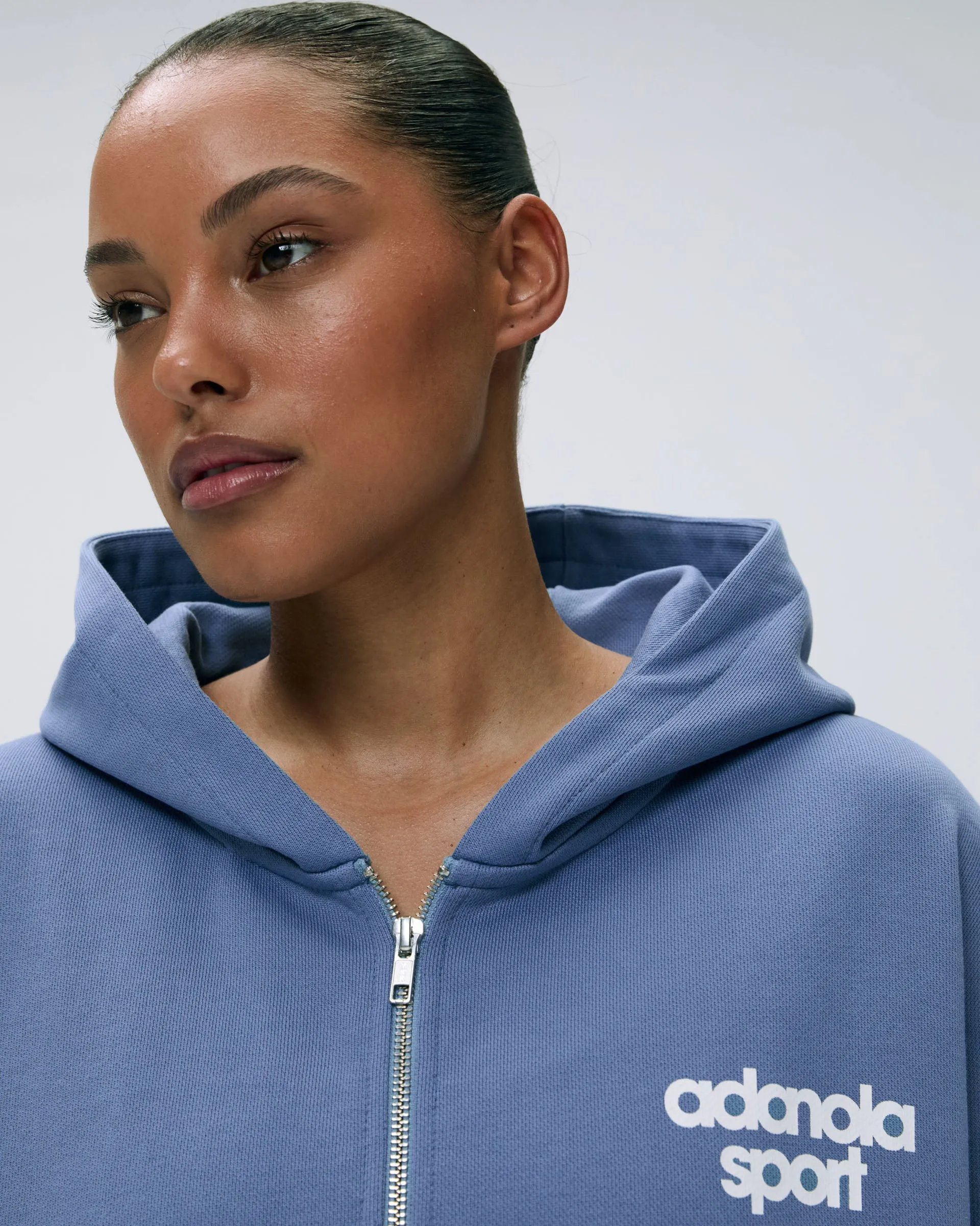 product selection AS Bold Oversized Full Zip Hoodie - Vintage Blue/Marshmallow White