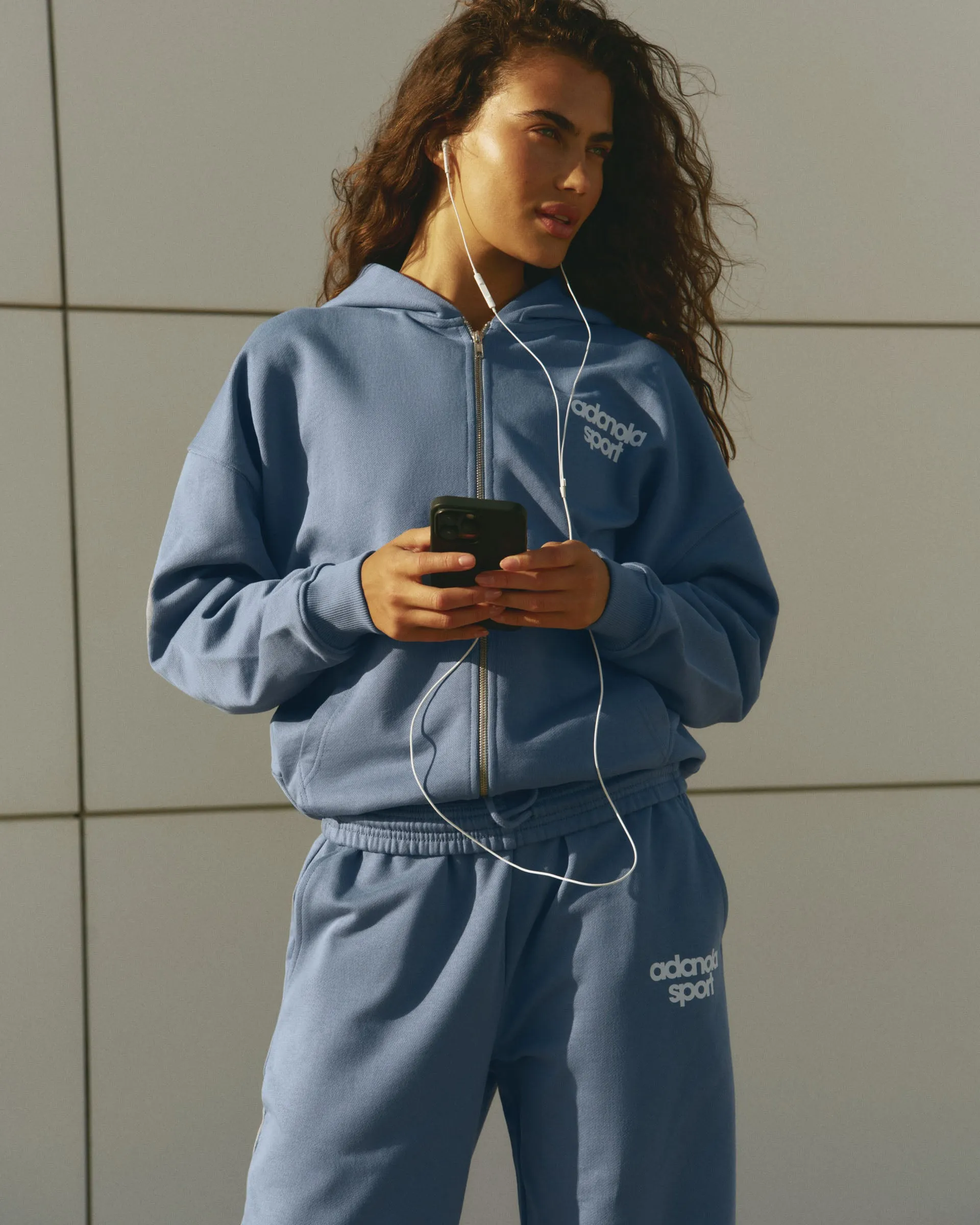 AS Bold Oversized Full Zip Hoodie - Vintage Blue/Marshmallow White Easy iron product tassel movement