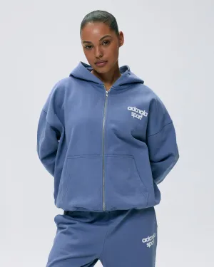 Relaxed Vibe AS Bold Oversized Full Zip Hoodie - Vintage Blue/Marshmallow White