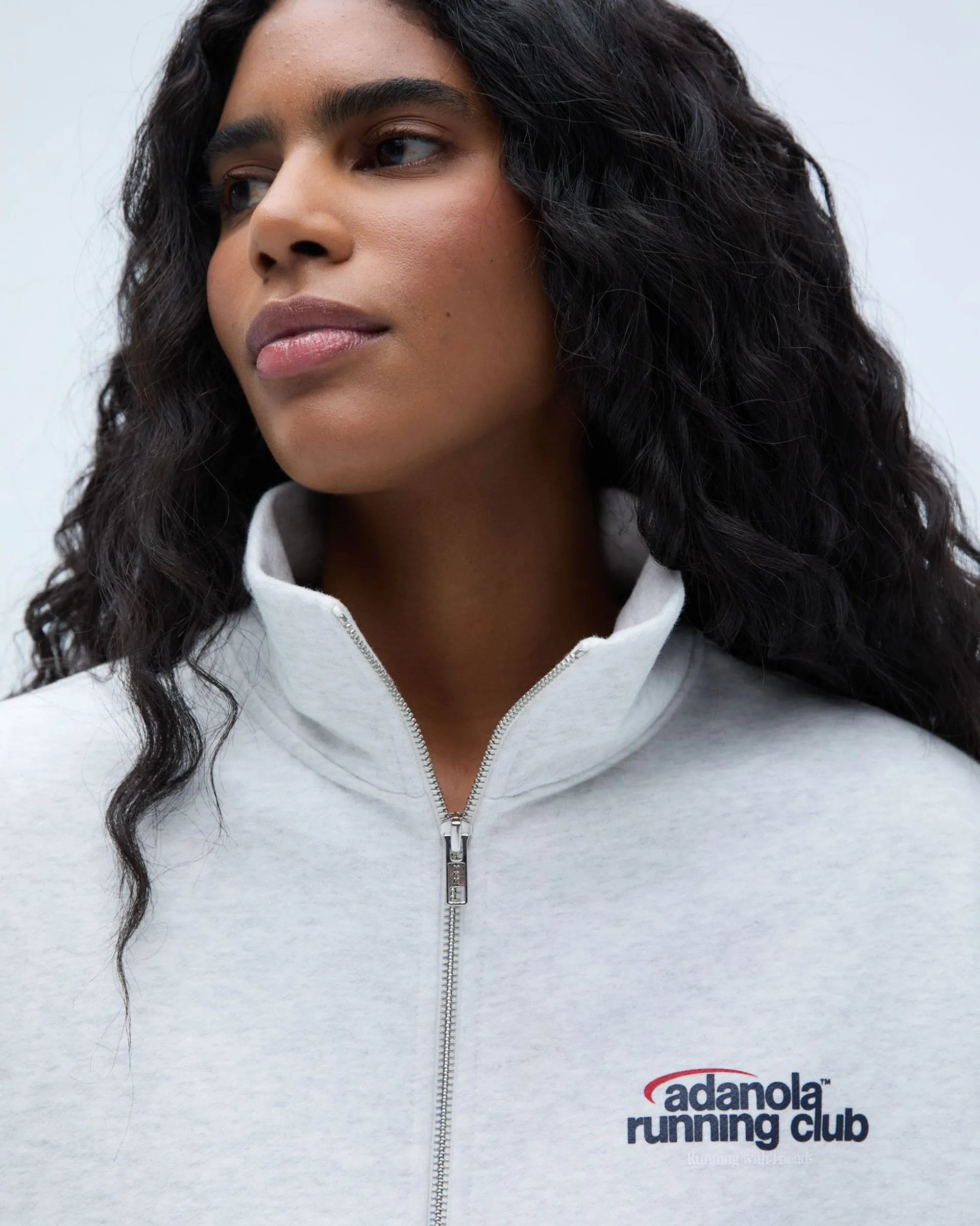 product hook practicality Runners Oversized Funnel Neck Zip Sweatshirt - Light Grey Melange/Classic Red