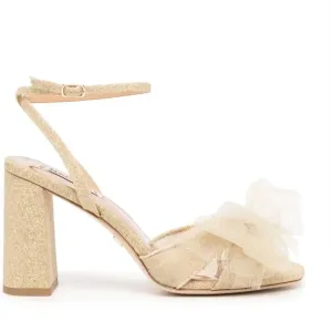 Cute Party Heels Chic Sandals for Day Tess Tulle Bow Sandals In Gold